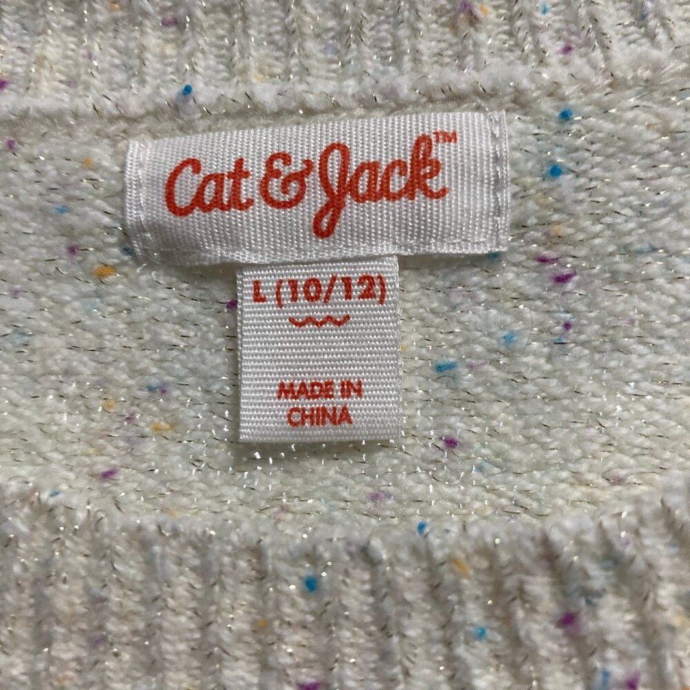 Cat & Jack Sweater, Sparkly, White, Size L (10/12)
